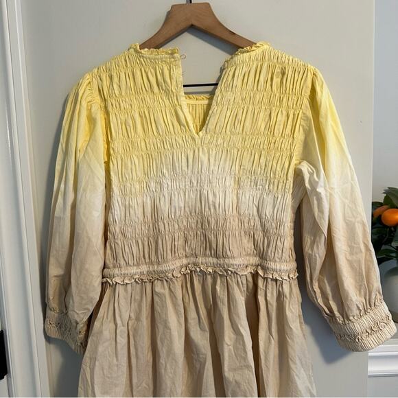 Apiece Apart Yellow Tan Tie Dye Long Sleeve Mini Dress Small - Picture 6 of 10